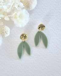 Bloom Sage Green Leaf Dangle Earrings