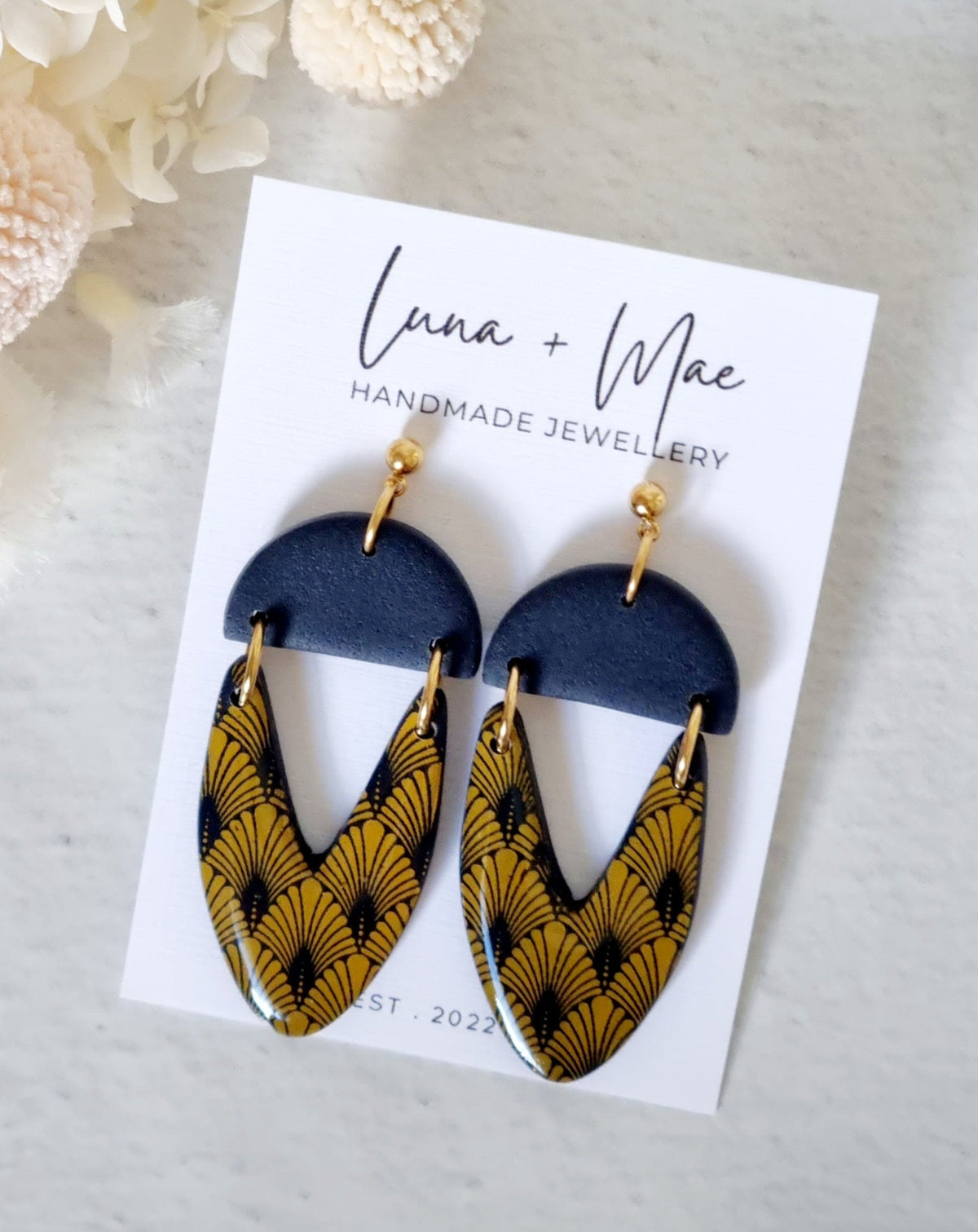 Timeless Navy Semi Circle Dangle - Luna + Mae