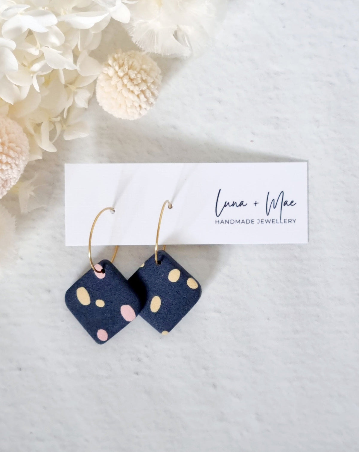 Timeless Navy Spot Hoop - Luna + Mae