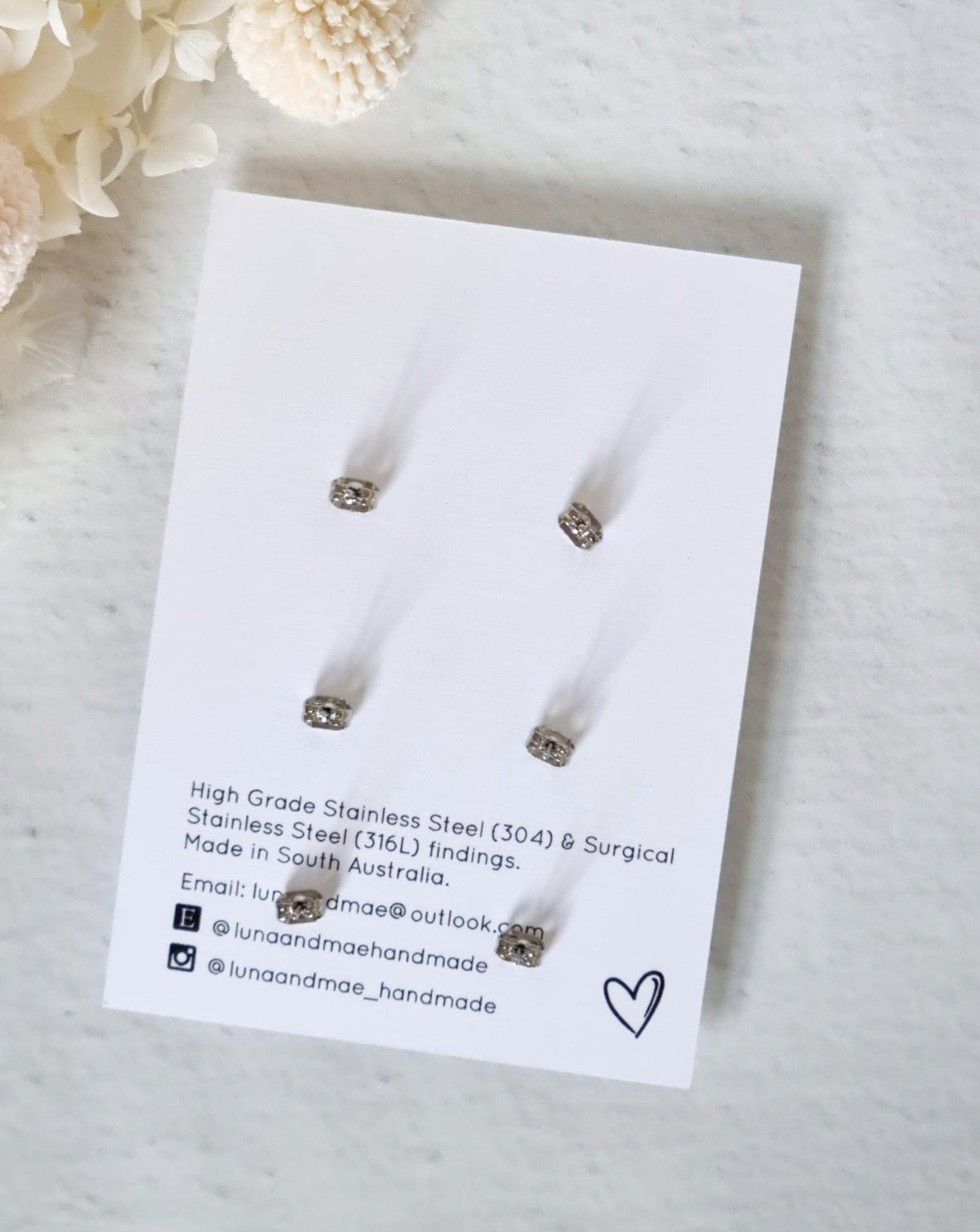 Fabric Trio Stud Pack #1 - Luna + Mae