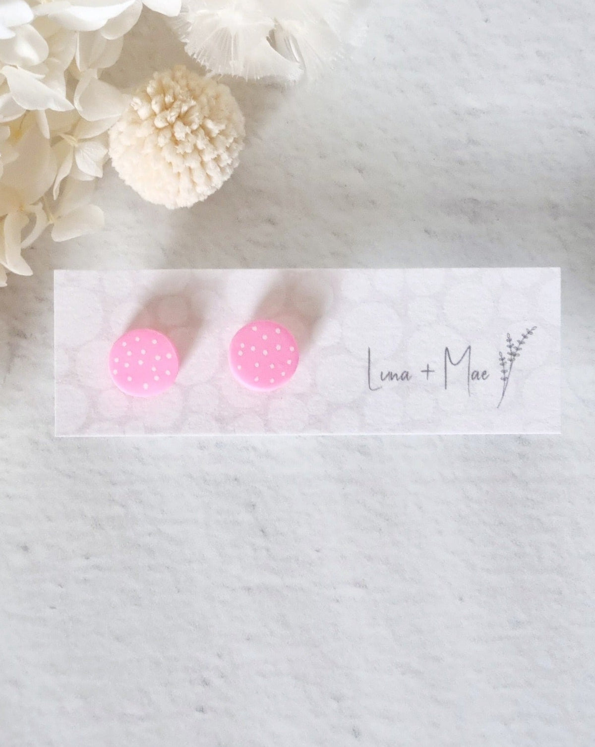Rainbow Pink Dot Stud - Luna + Mae