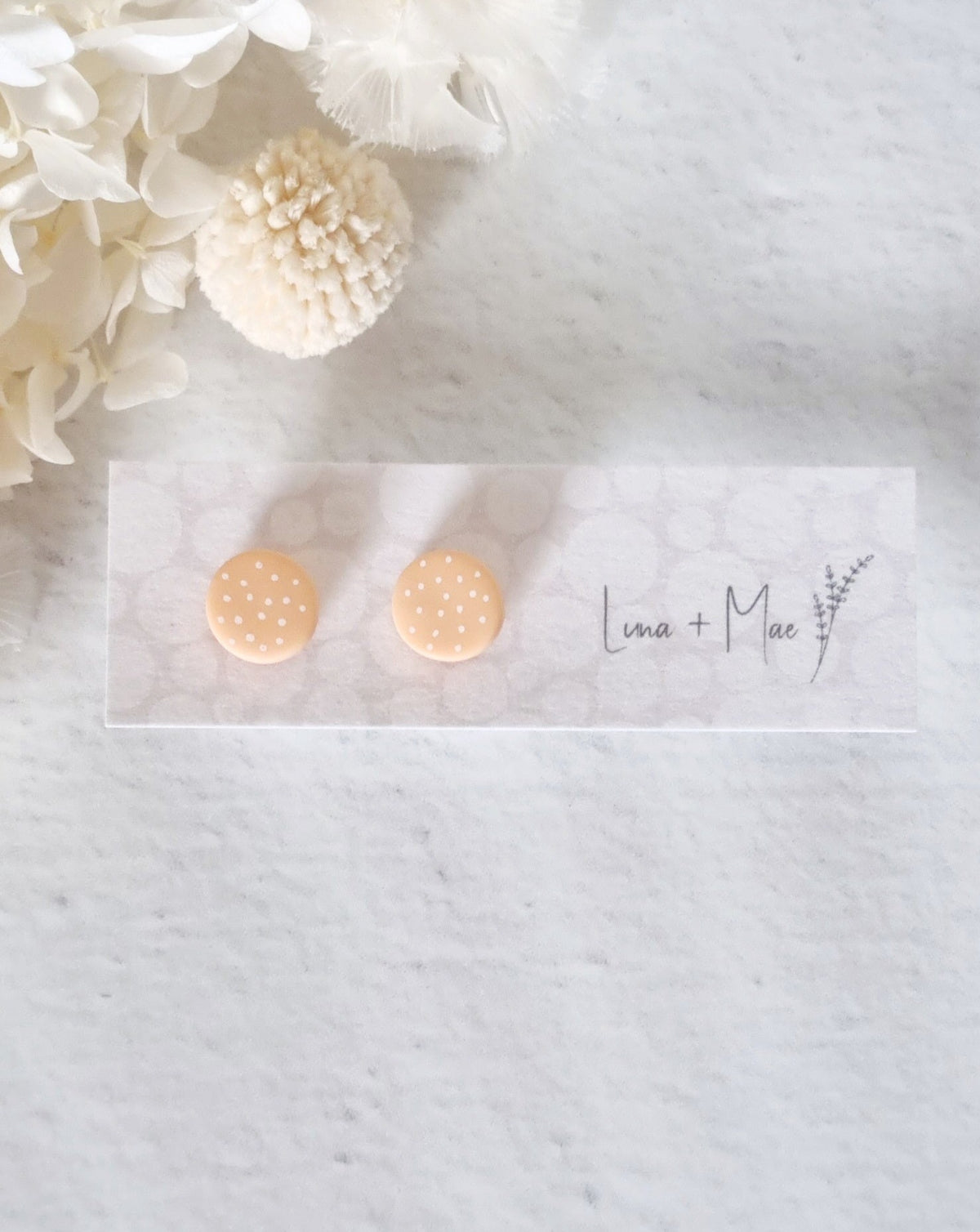 Rainbow Peach Dot Stud - Luna + Mae