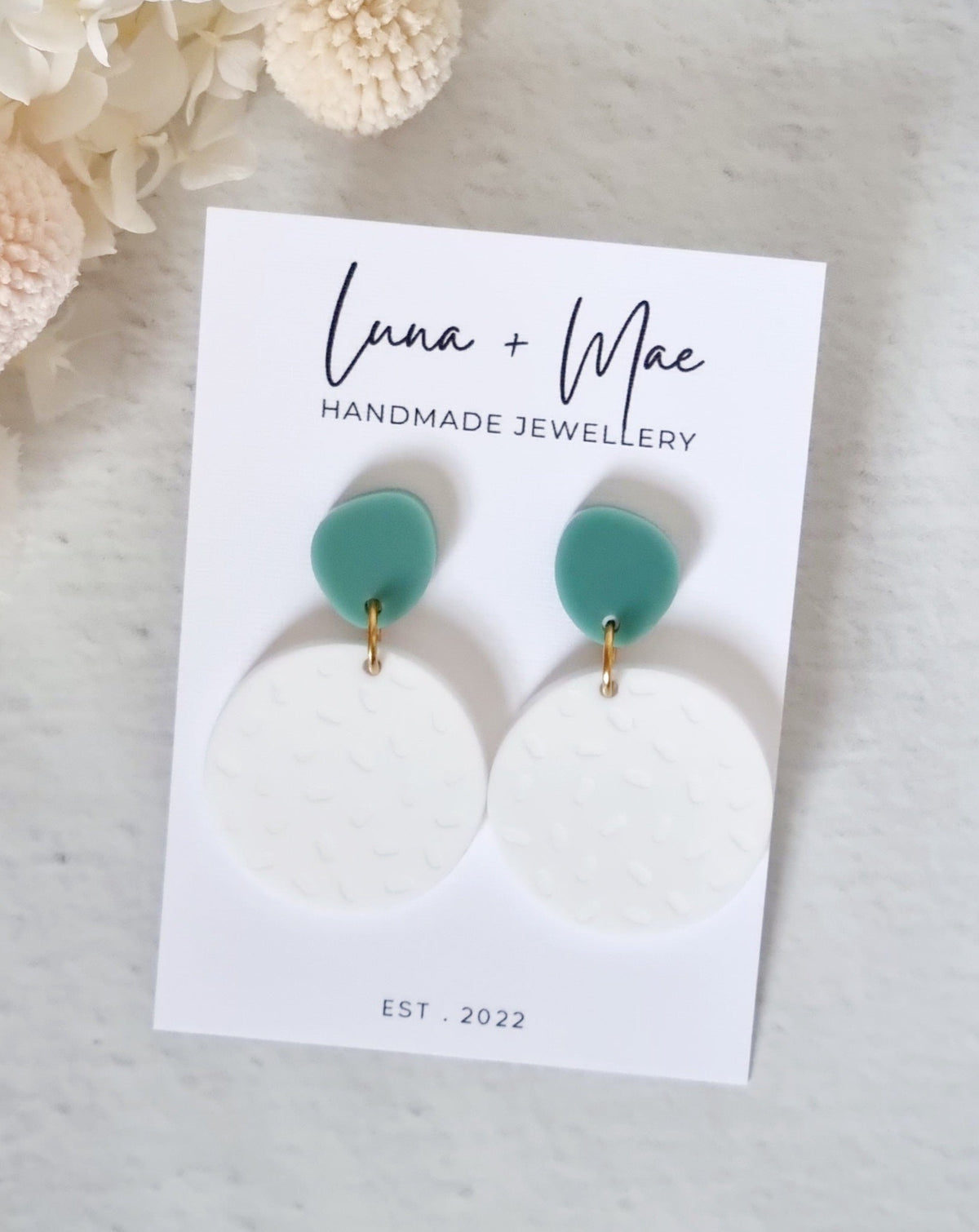 Bessie White Dot Dangle - Luna + Mae