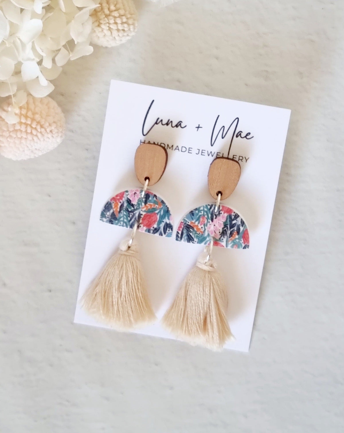 Tassel Garden Cream Dangle Earrings