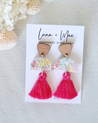 Tassel Hot Pink Spring Dangle Earrings
