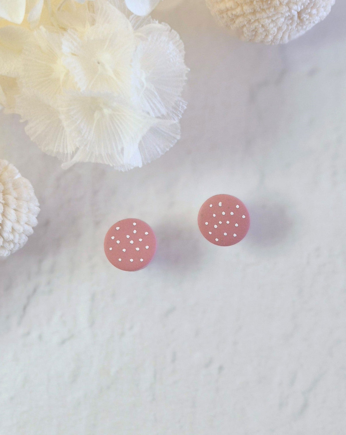 Tiny Rose Pink Dot Stud Earrings