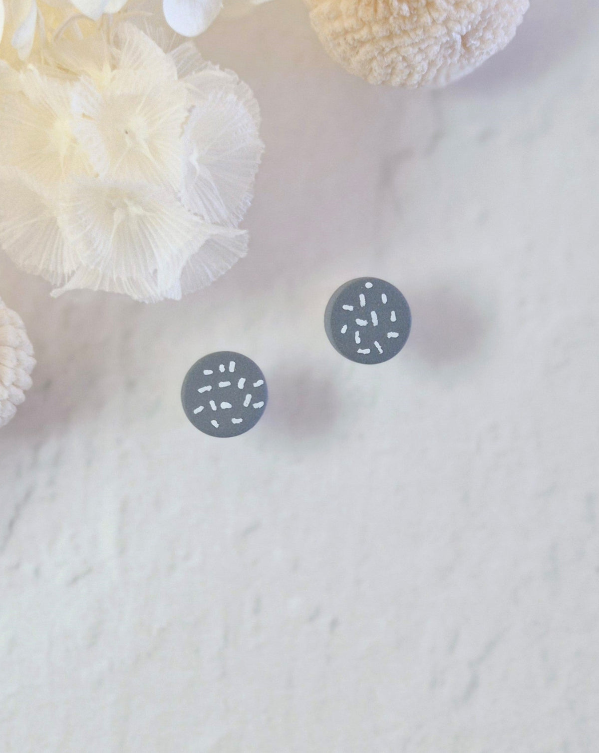 Tiny Grey Dash Stud Earrings