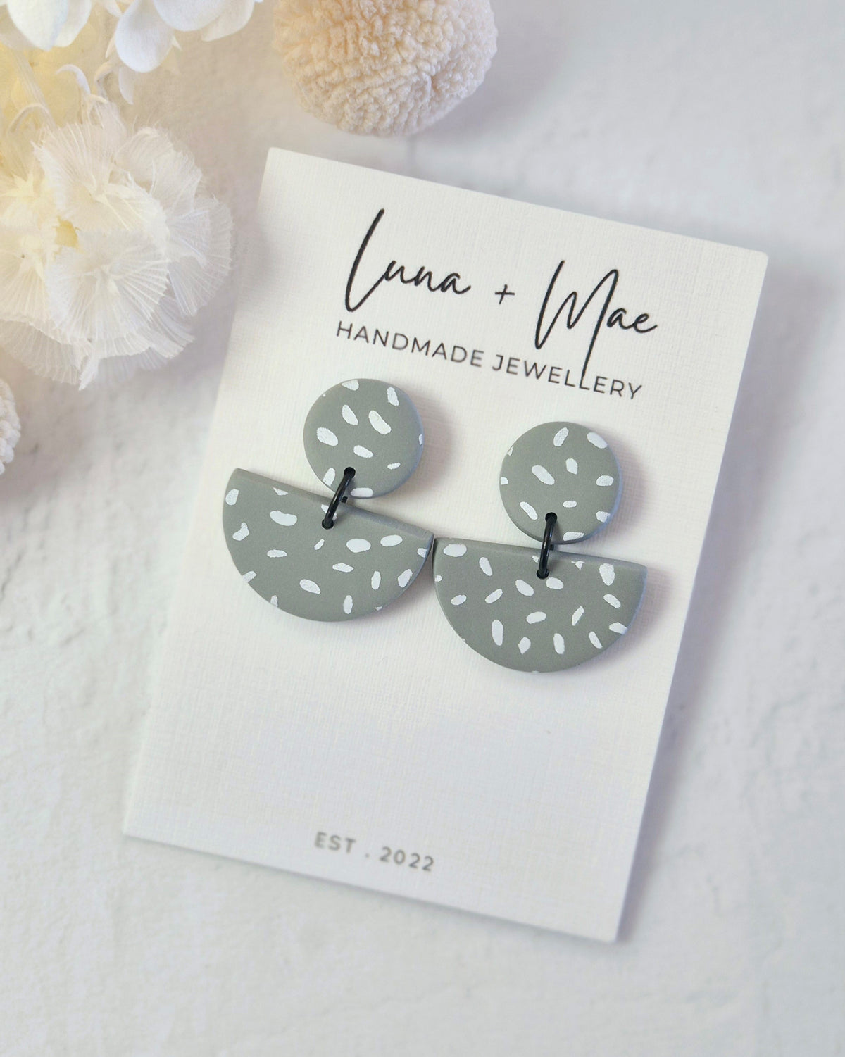 Luna Sage Green Fleck Dangle Earrings