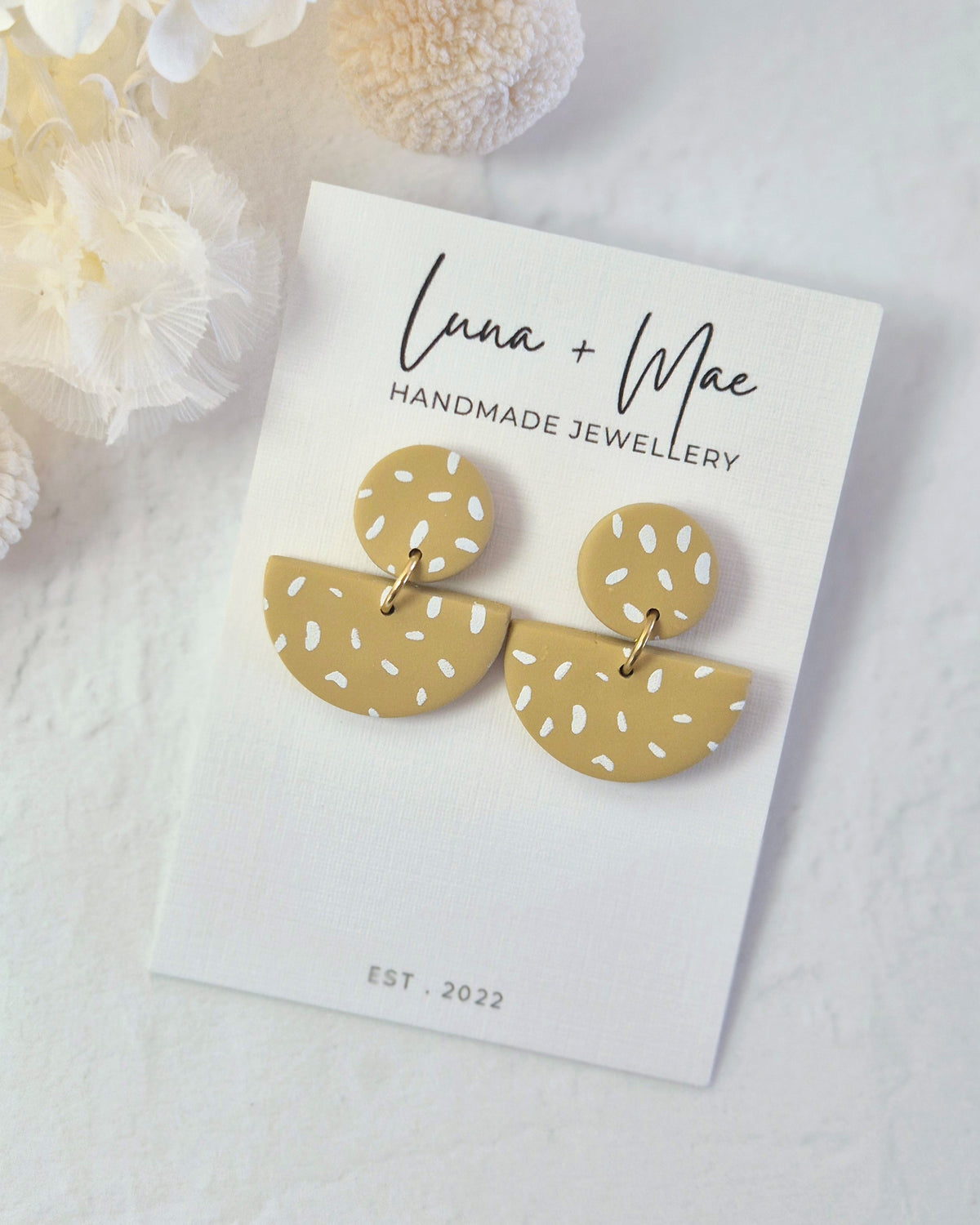 Luna Mustard Fleck Dangle Earrings