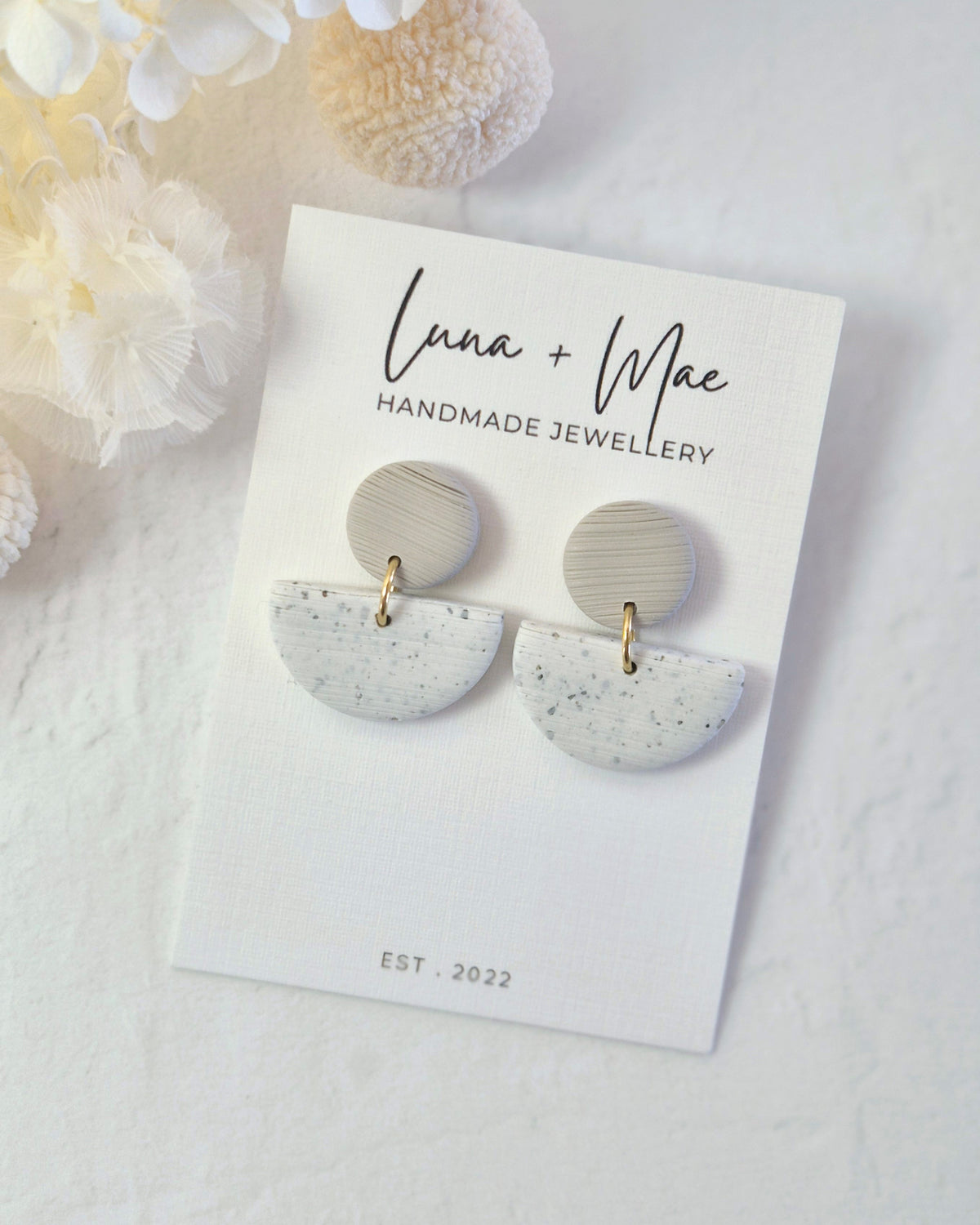 Luna Granite + Stone Dangle Earrings