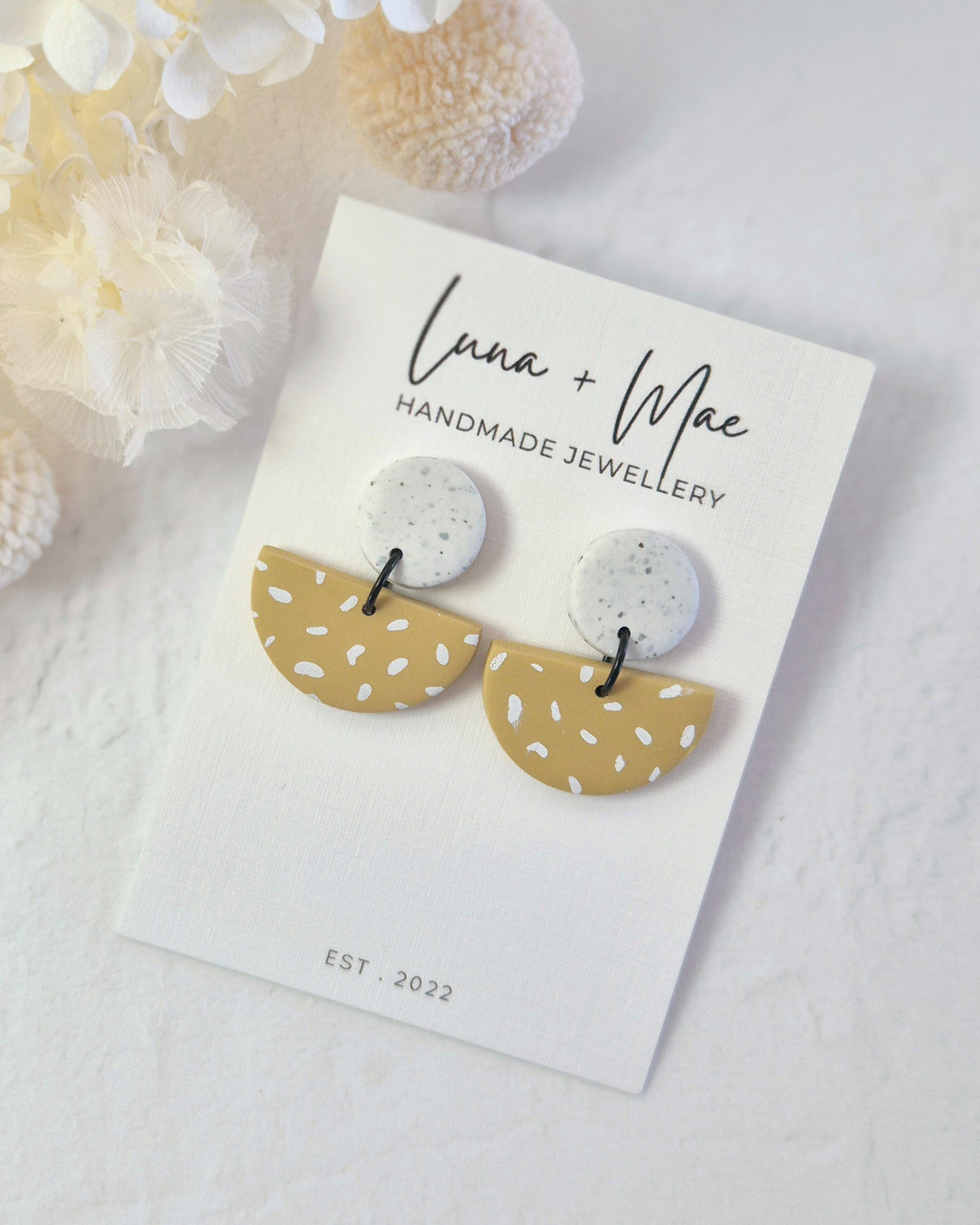 Luna Mustard + Granite Dangle Earrings