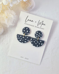 Luna Navy Fleck Dangle Earrings