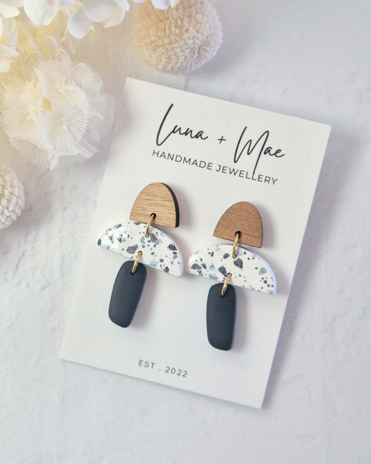 Terrazzo Navy Dangle Earrings