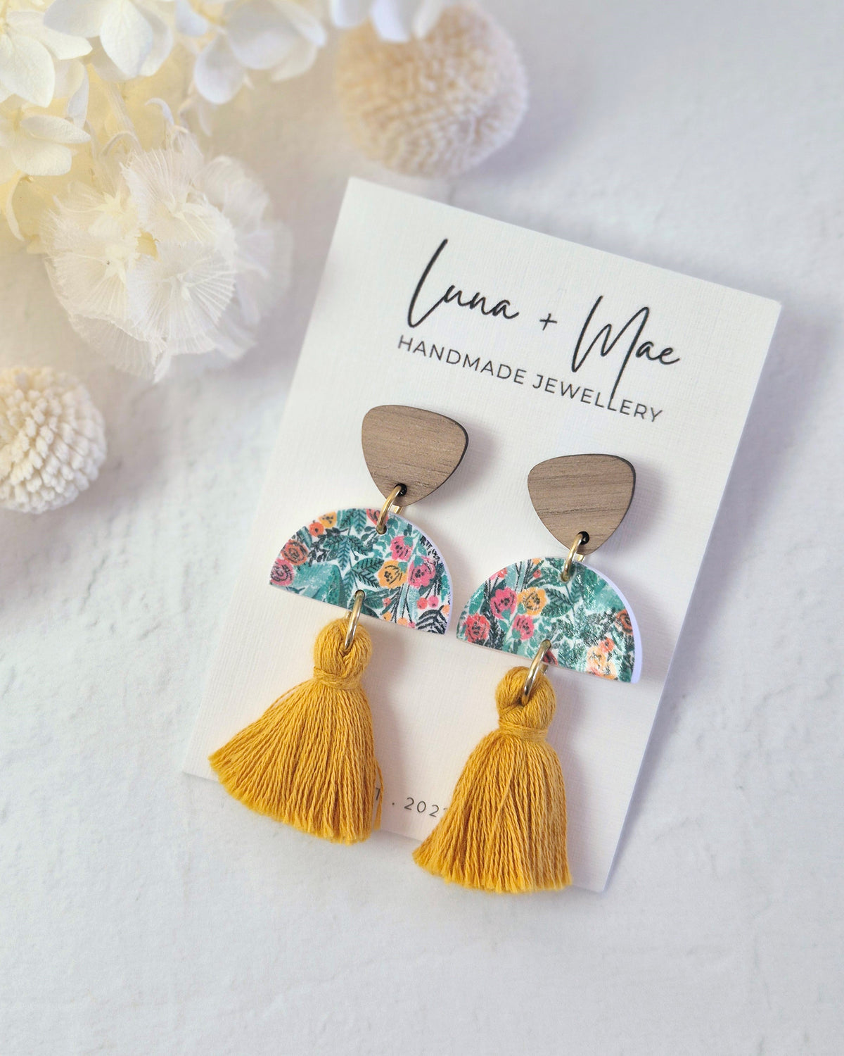 Tassel Jungle Mustard Dangle Earrings