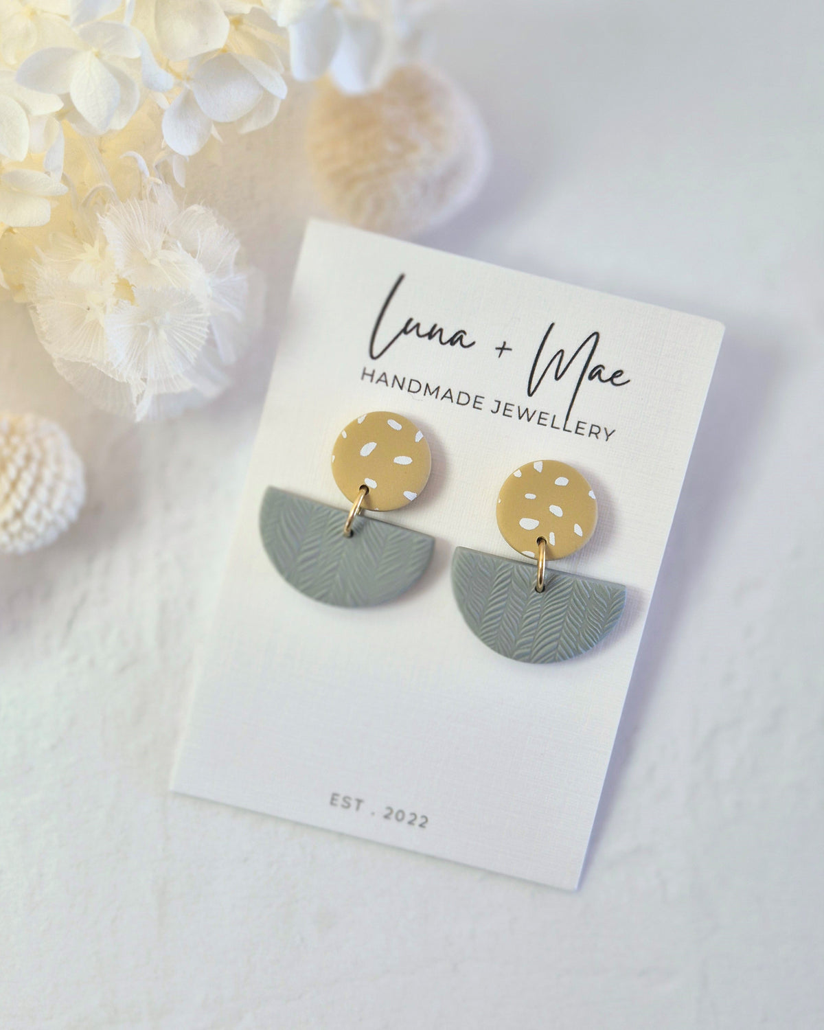 Luna Sage Green + Mustard Dangle Earring