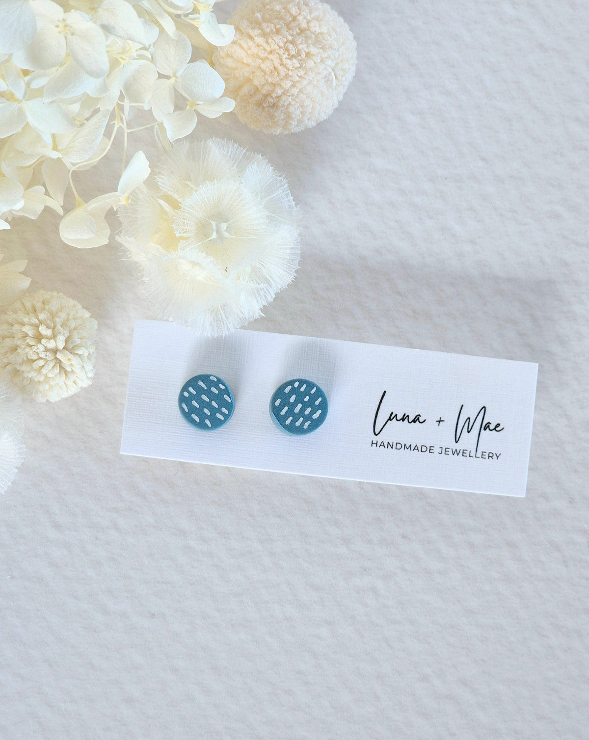 Tiny Blue Dash Stud Earrings