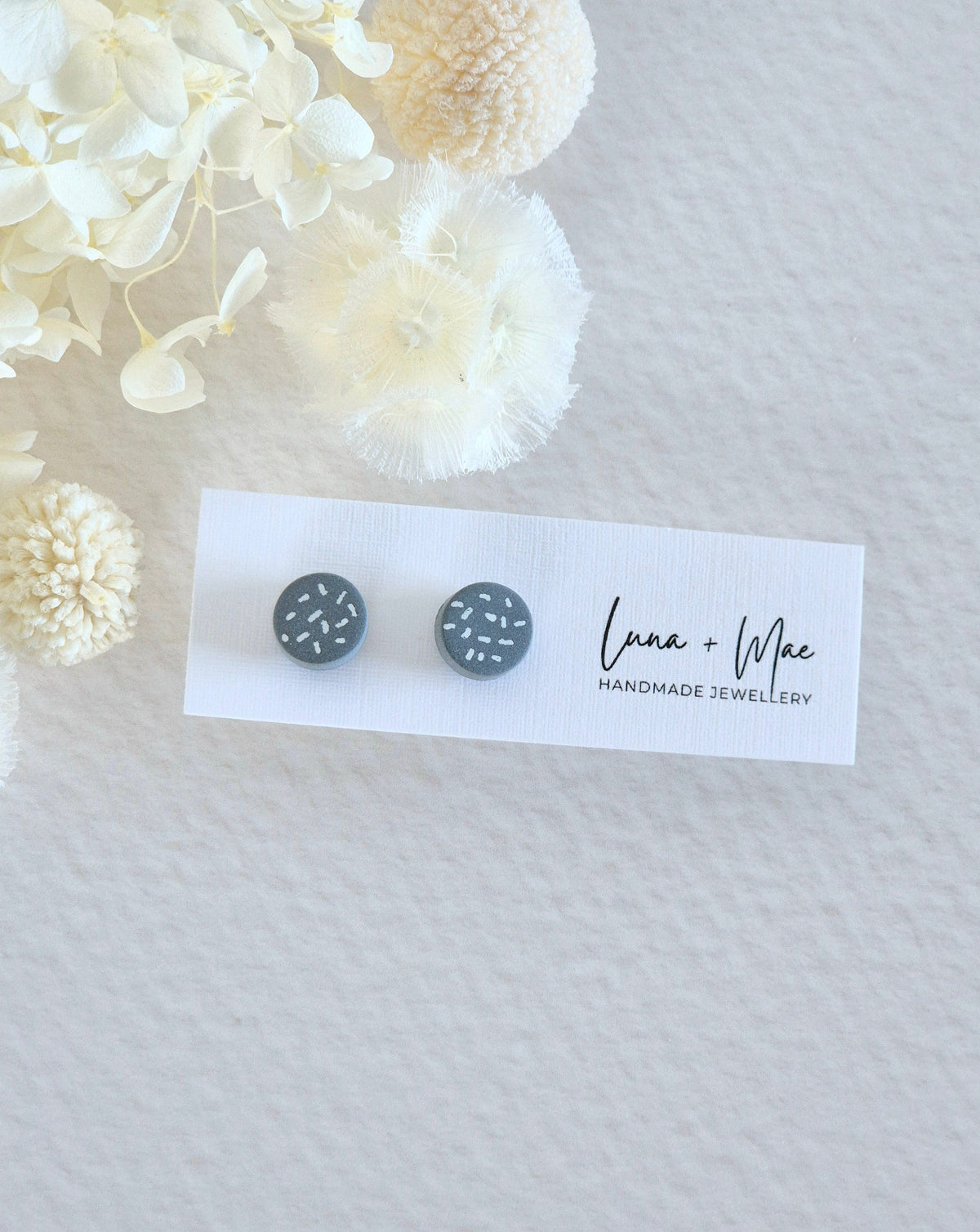 Tiny Grey Dash Stud Earrings