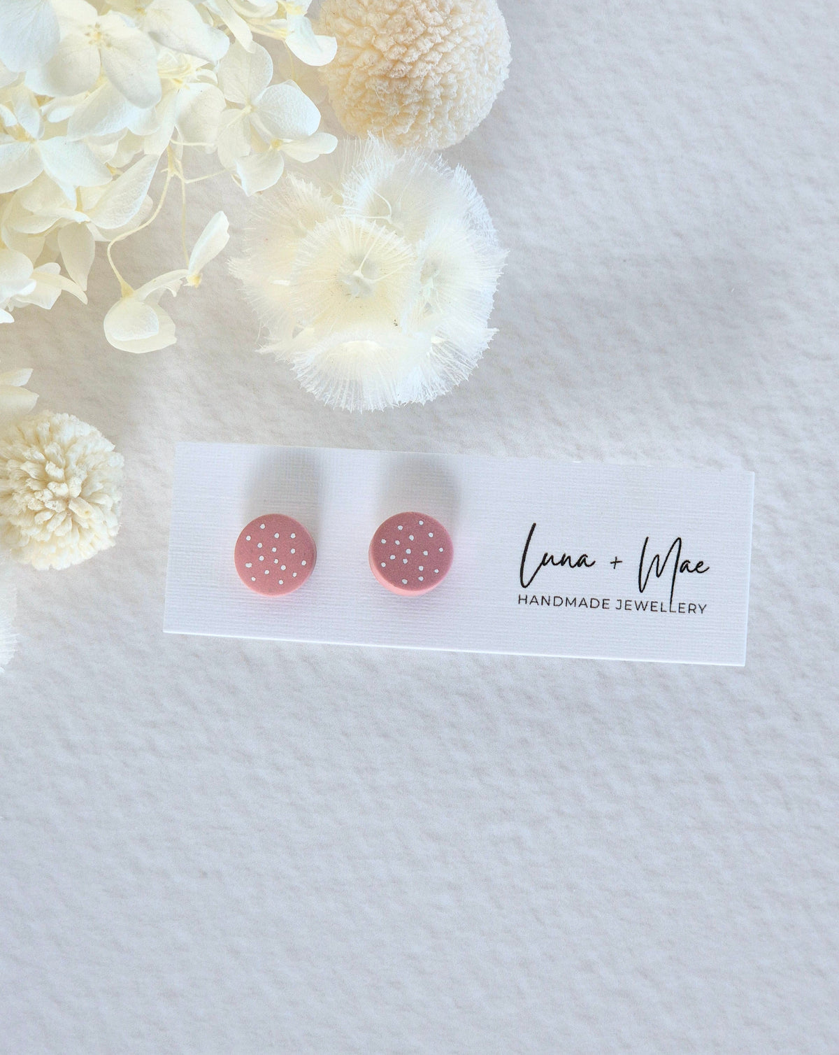 Tiny Rose Pink Dot Stud Earrings