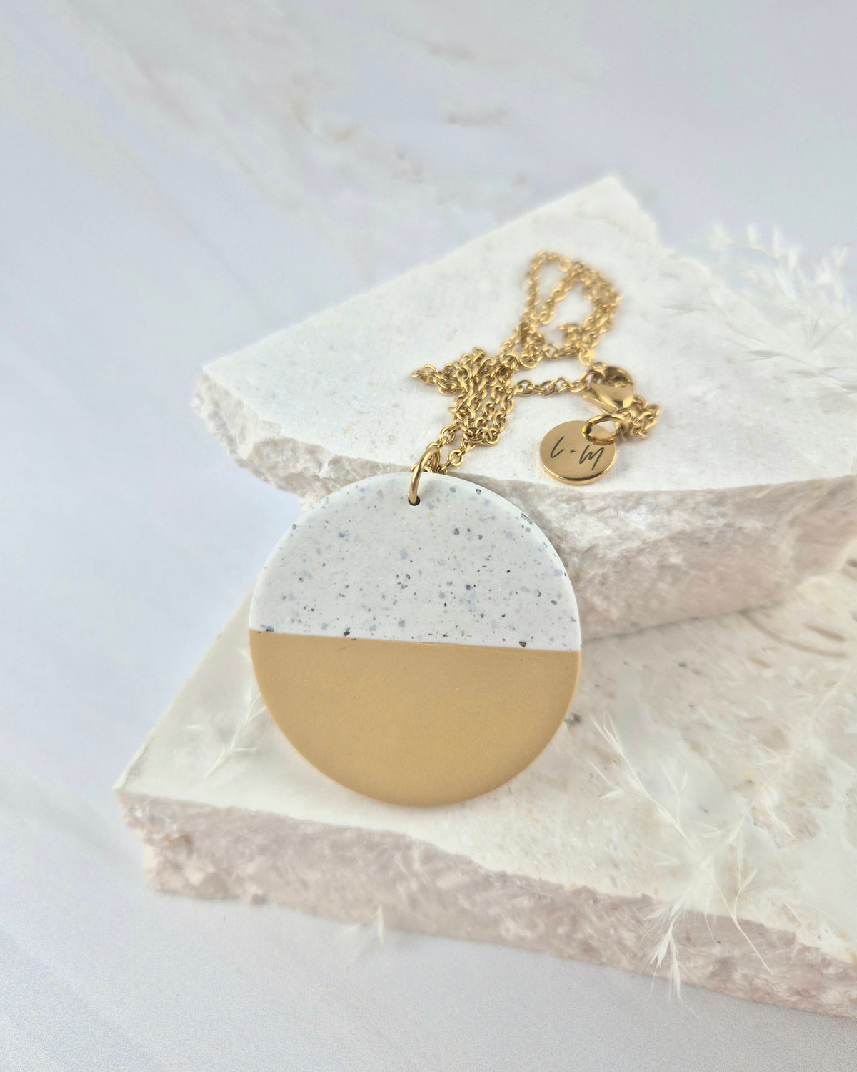 Luna Mustard + Granite Gold Necklace