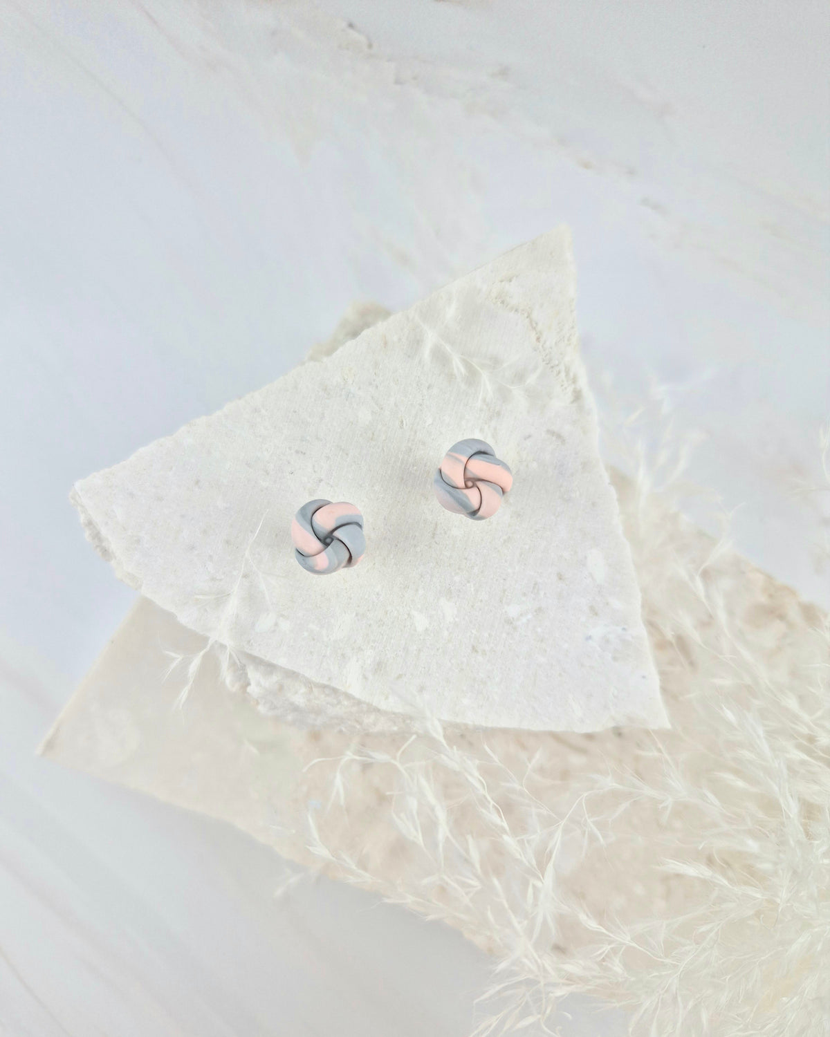 Garden Peach + Green Knotted Stud Earrings