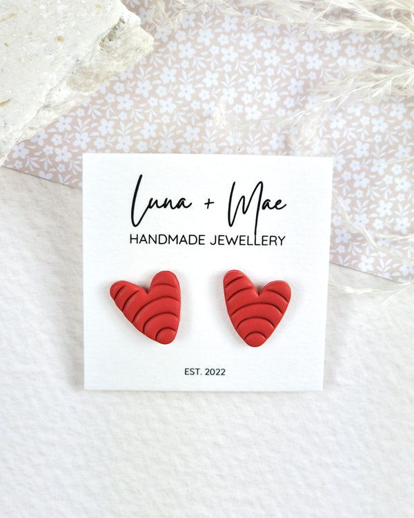 Red Heart Stud Earring Luna + Mae