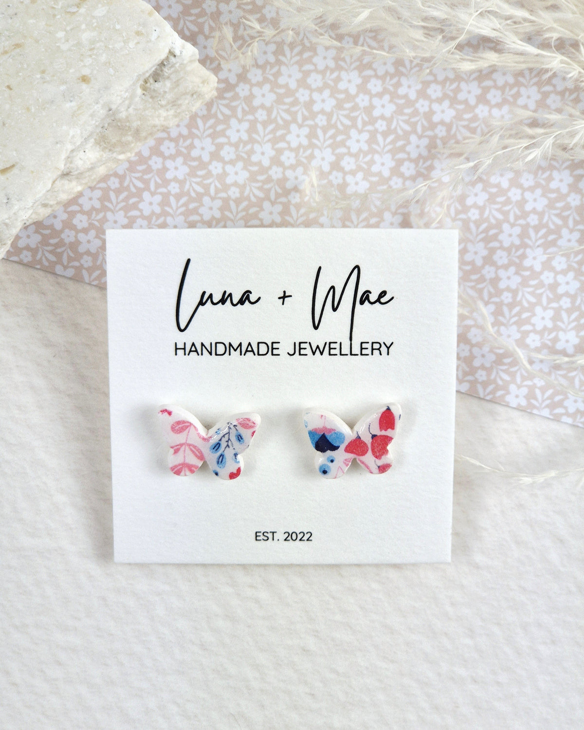 Butterfly Floral Stud Earrings Luna + Mae