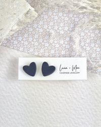 Navy Heart Stud Earrings Luna + Mae