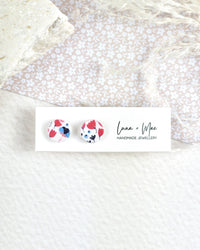 Floral Tulip Pattern Red Stud Earrings Luna + Mae
