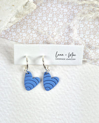 Blue Heart Silver Hoop Earrings Luna + Mae