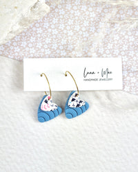 Heart Layered Hoop Earrings Floral + Blue Luna + Mae