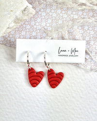 Red Heart Gold Hoop Earrings Luna + Mae