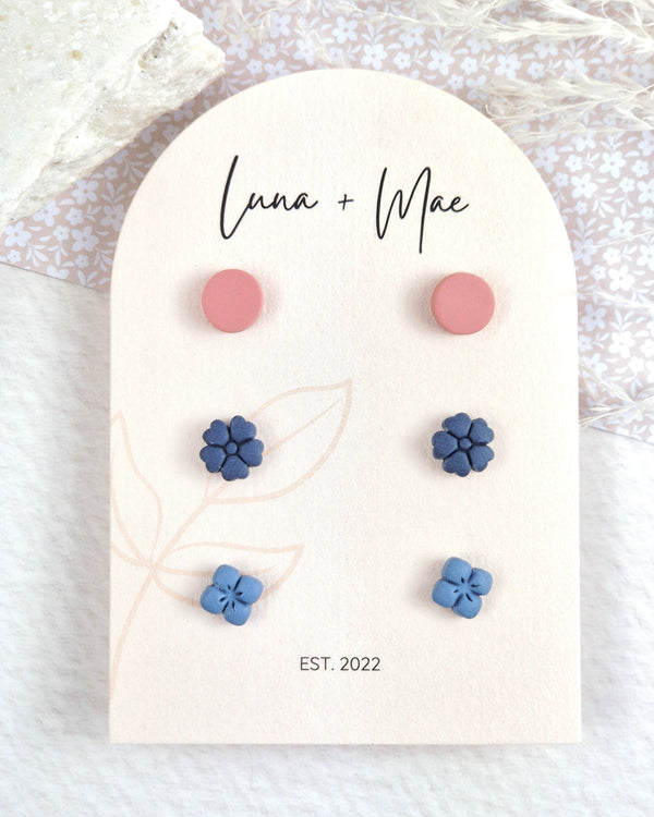 Floral Trio Stud Earring Set #2 Luna + Mae