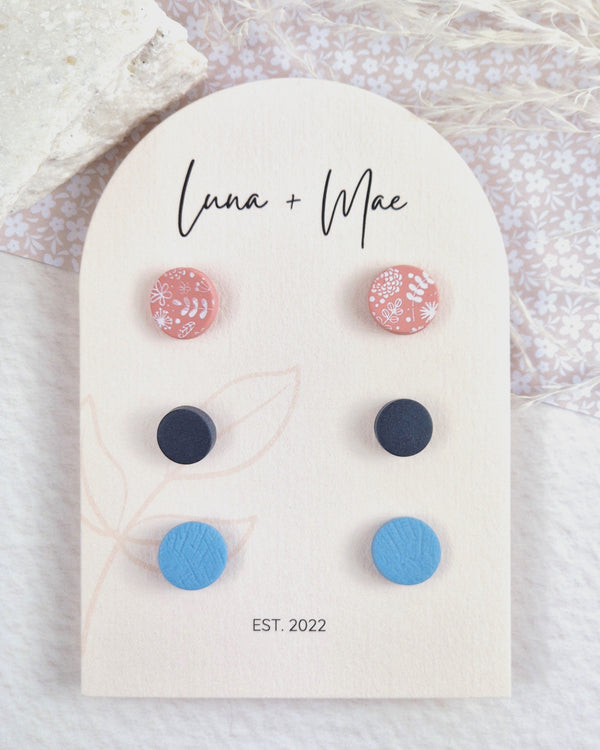 Floral Trio Stud Earring Set #3 Luna + Mae