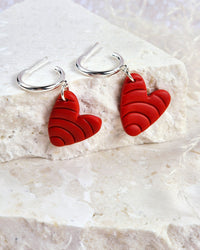 Red Heart Gold Hoop Earrings Luna + Mae