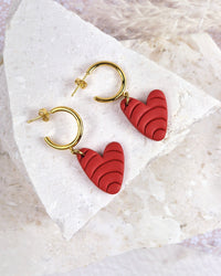 Red Heart Gold Hoop Earrings Luna + Mae