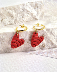 Red Heart Gold Hoop Earrings Luna + Mae