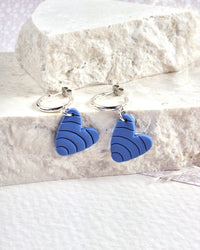 Blue Heart Silver Hoop Earrings Luna + Mae