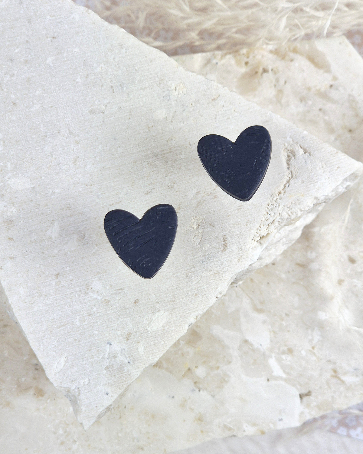 Navy Heart Stud Earrings Luna + Mae