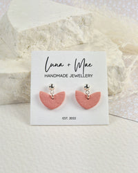 Rose Pink Heart Dangle Stud Luna + Mae