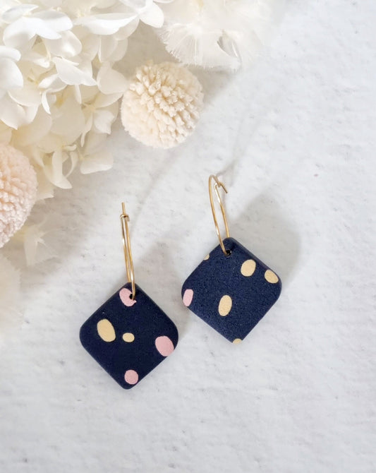 Timeless Navy Spot Hoop - Luna + Mae