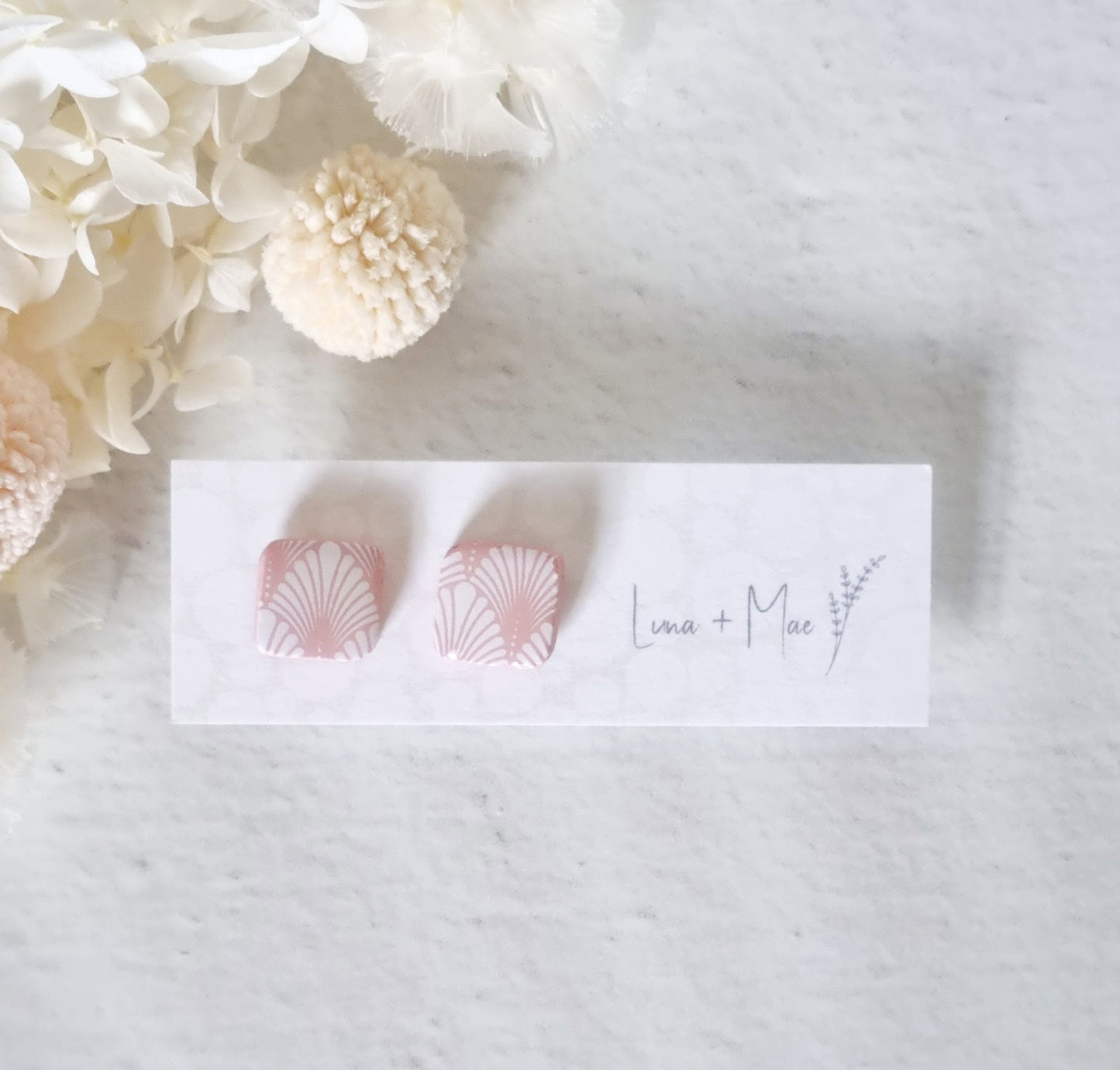 Timeless Pink Square Stud - Luna + Mae