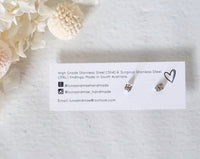 Bezel Pink Dot Silver Stud - Luna + Mae