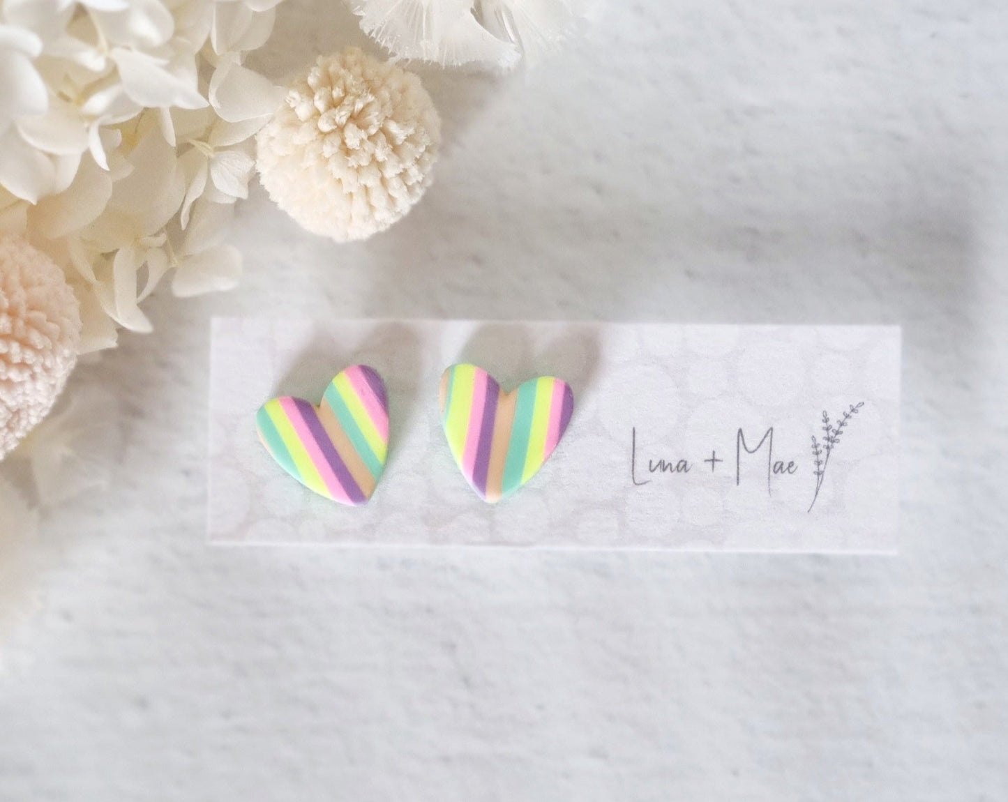 Rainbow Large Heart Stud - Luna + Mae