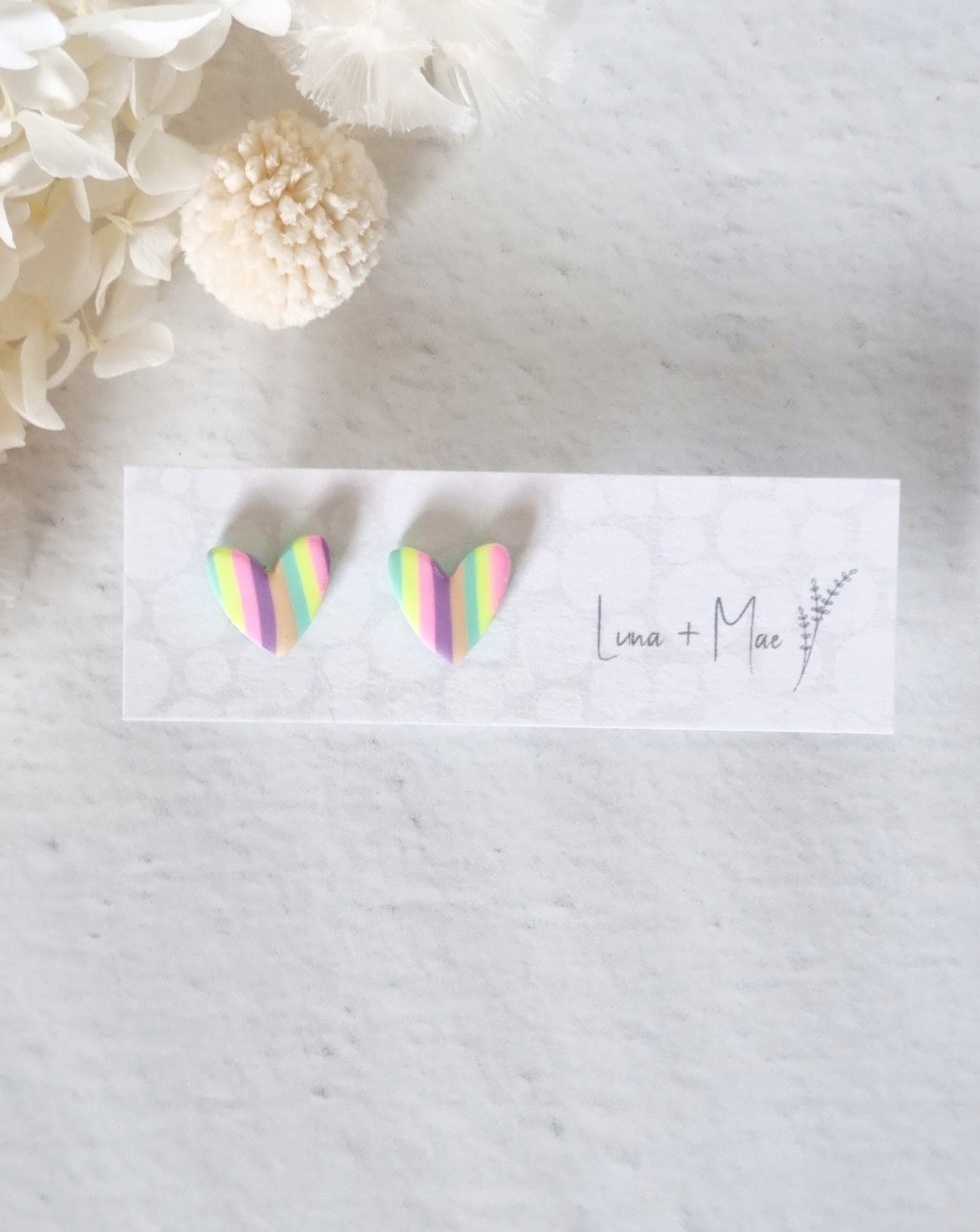 Rainbow Small Heart Stud - Luna + Mae