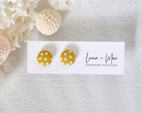 Fabric Mustard Dot Stud - Luna + Mae