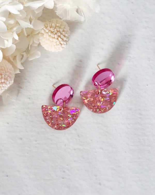 Acrylic Pink Selene Dangle - Luna + Mae
