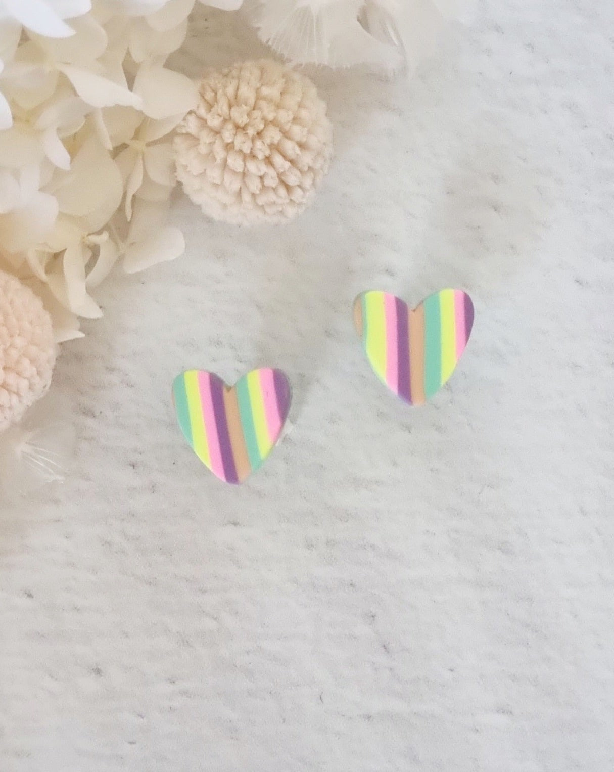 Rainbow Large Heart Stud - Luna + Mae