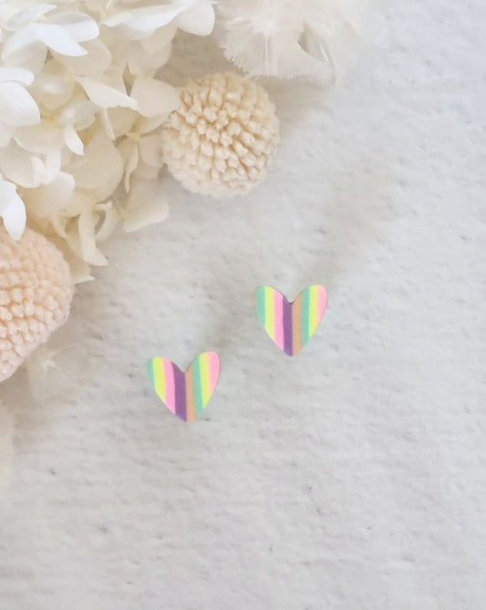 Rainbow Small Heart Stud - Luna + Mae