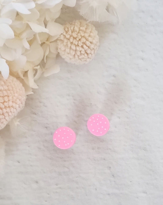 Rainbow Pink Dot Stud - Luna + Mae