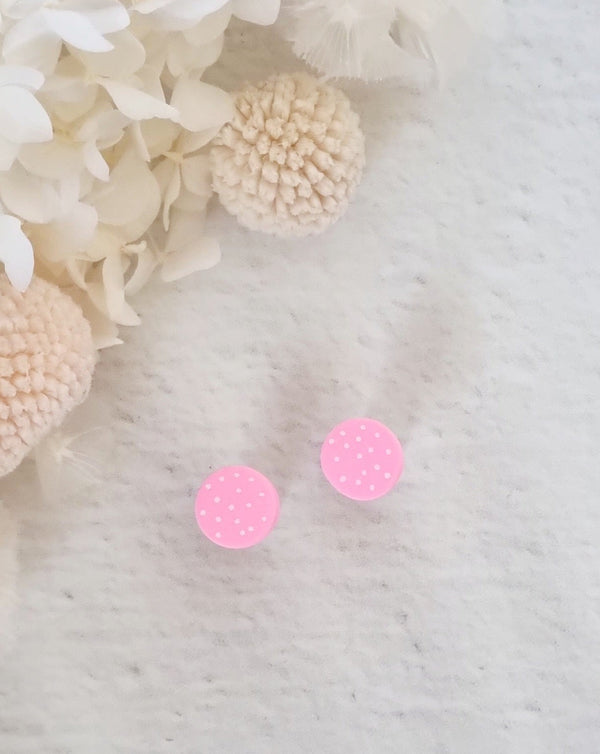 Rainbow Pink Dot Stud - Luna + Mae